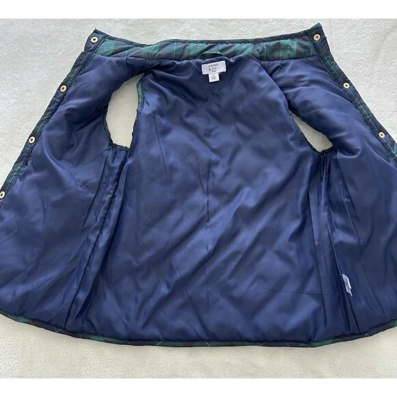 Crown & Ivy Girls Vest Medium 8-10 Puffer Tartan Plaid Navy Green Preppy Classic - Picture 8 of 10